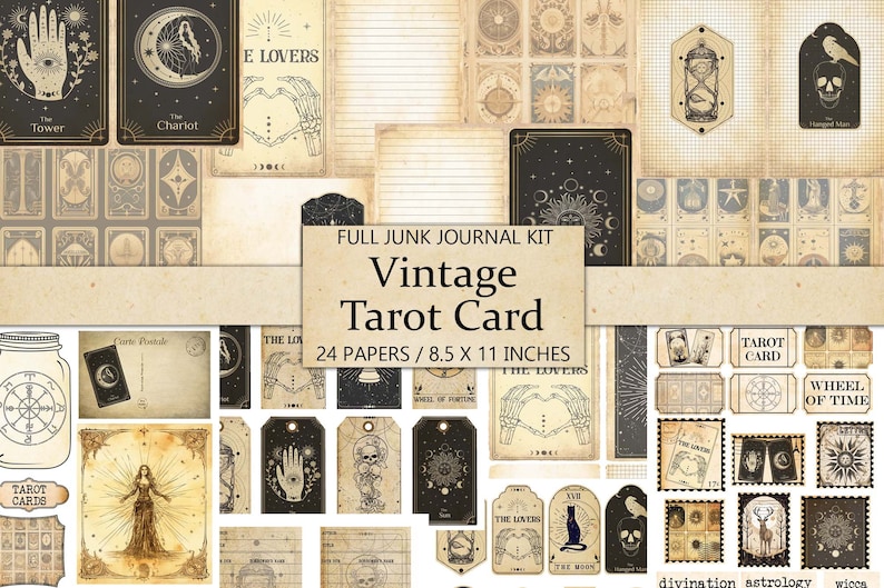 Vintage Tarot Card Junk Journal Kit: Antique Ephemera (digital Download ...