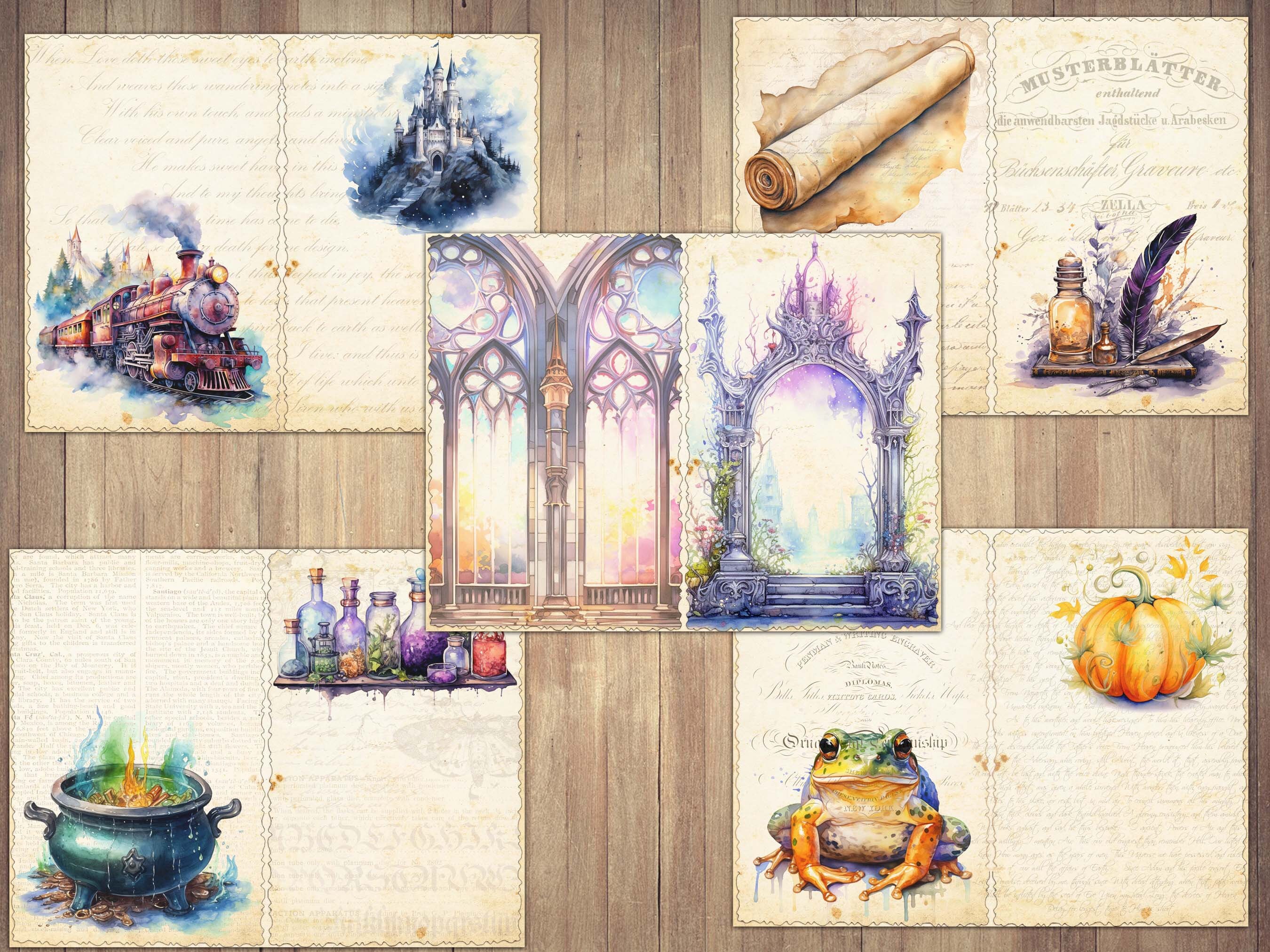 Vintage Wizard School Junk Journal Paper: Magic Collage Ephemera ...