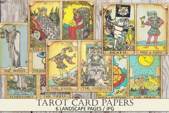 Vintage Tarot Card Junk Journal Papers: Witch Ephemera (Digital Download)