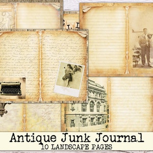 Carta stampabile per foto e oggetti d'epoca, diario antico, carta vecchia, a righe e senza righe, effimera, carta da scrivere, download immediato