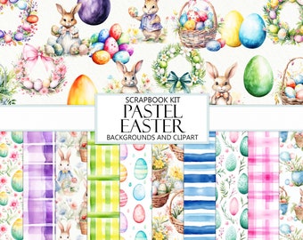 Watercolor Easter Scrapbook Kit, Junk Journal, Seasonal, Holiday Ephemera, Paper Craft Kit, Fussy Cut, Embellishments, Digital Download