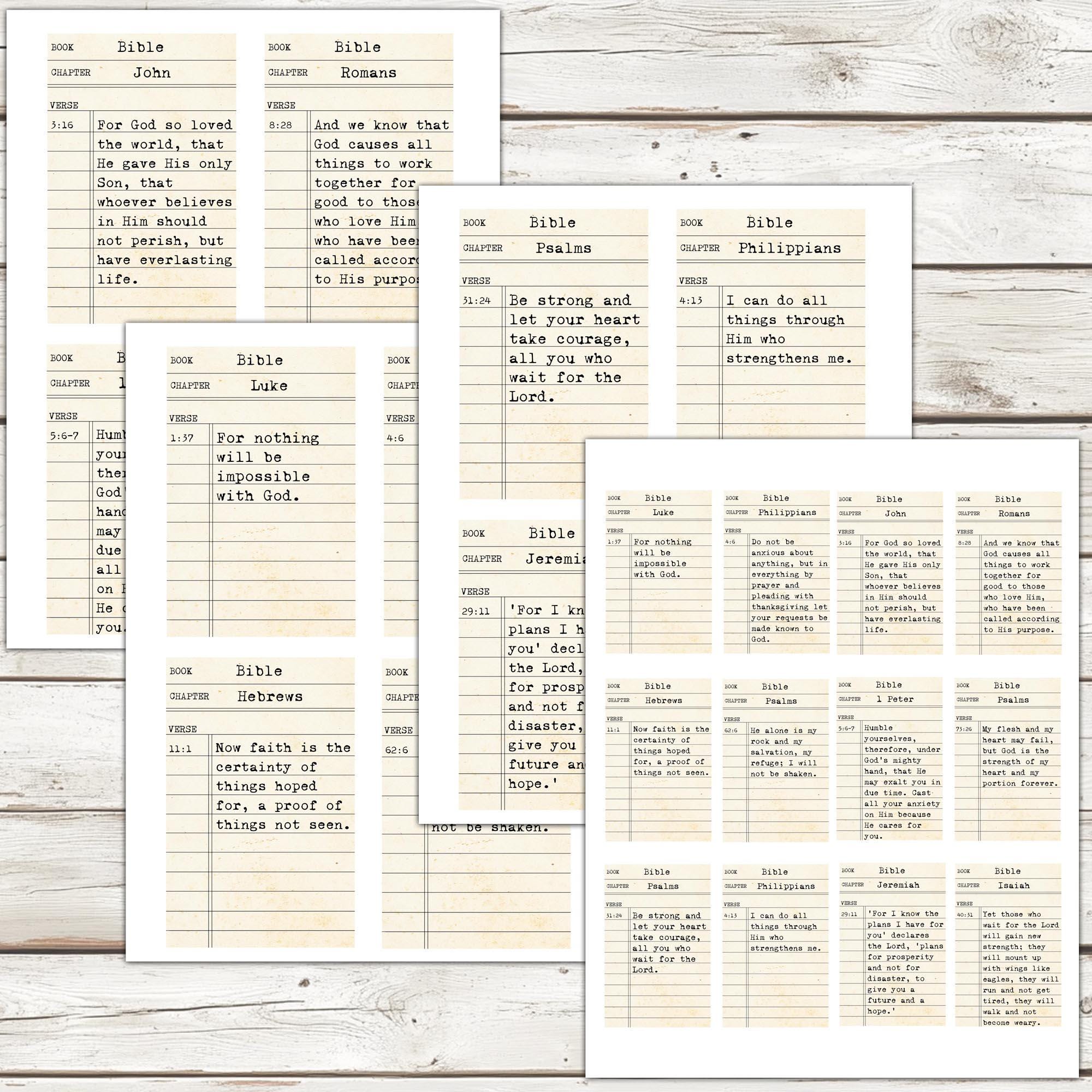 Vintage Bible Verse Library Cards: Junk Journal Ephemera (digital ...