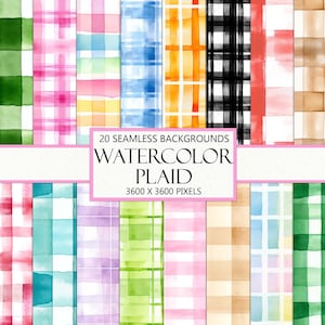 Nahtloses Aquarell Plaid Bilder, karierte Texturen, sich wiederholendes Muster, Scrapbook Papiere, Junk Journal Ephemera, printable, Download