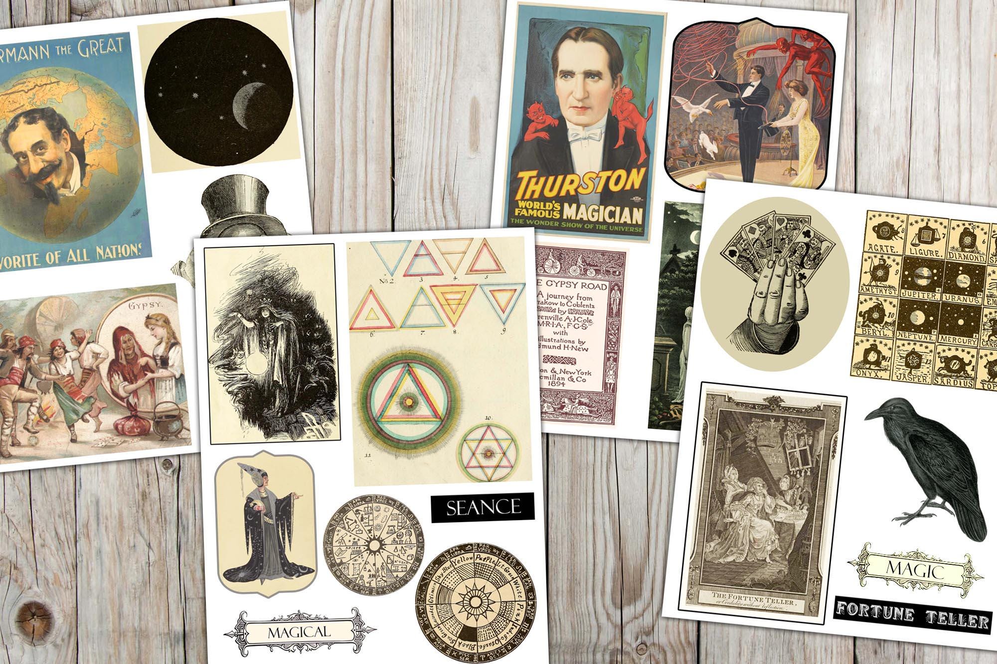 Vintage Fortune Teller Ephemera Kit: Mystic Junk Journal Supplies ...