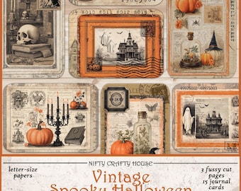 Vintage Halloween Journal Cards: Spooky Printable Ephemera (Instant Download)