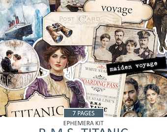 Vintage Titanic Ephemera Kit: Junk Journal Collage Supplies (Digital Download)