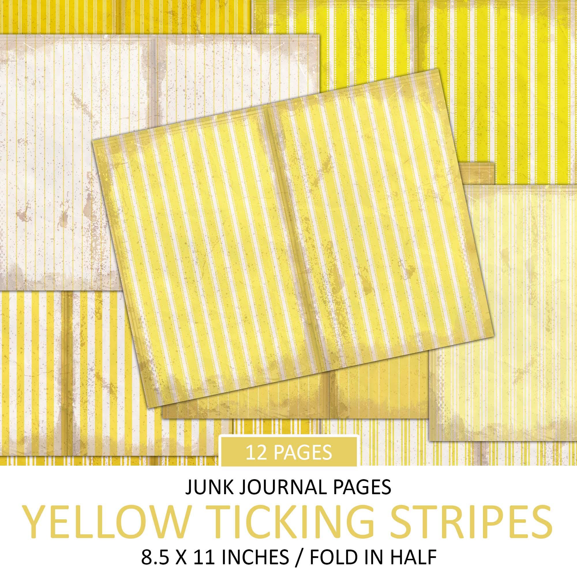 Vintage Yellow Ticking Stripes Junk Journal Paper (digital Download) - Etsy