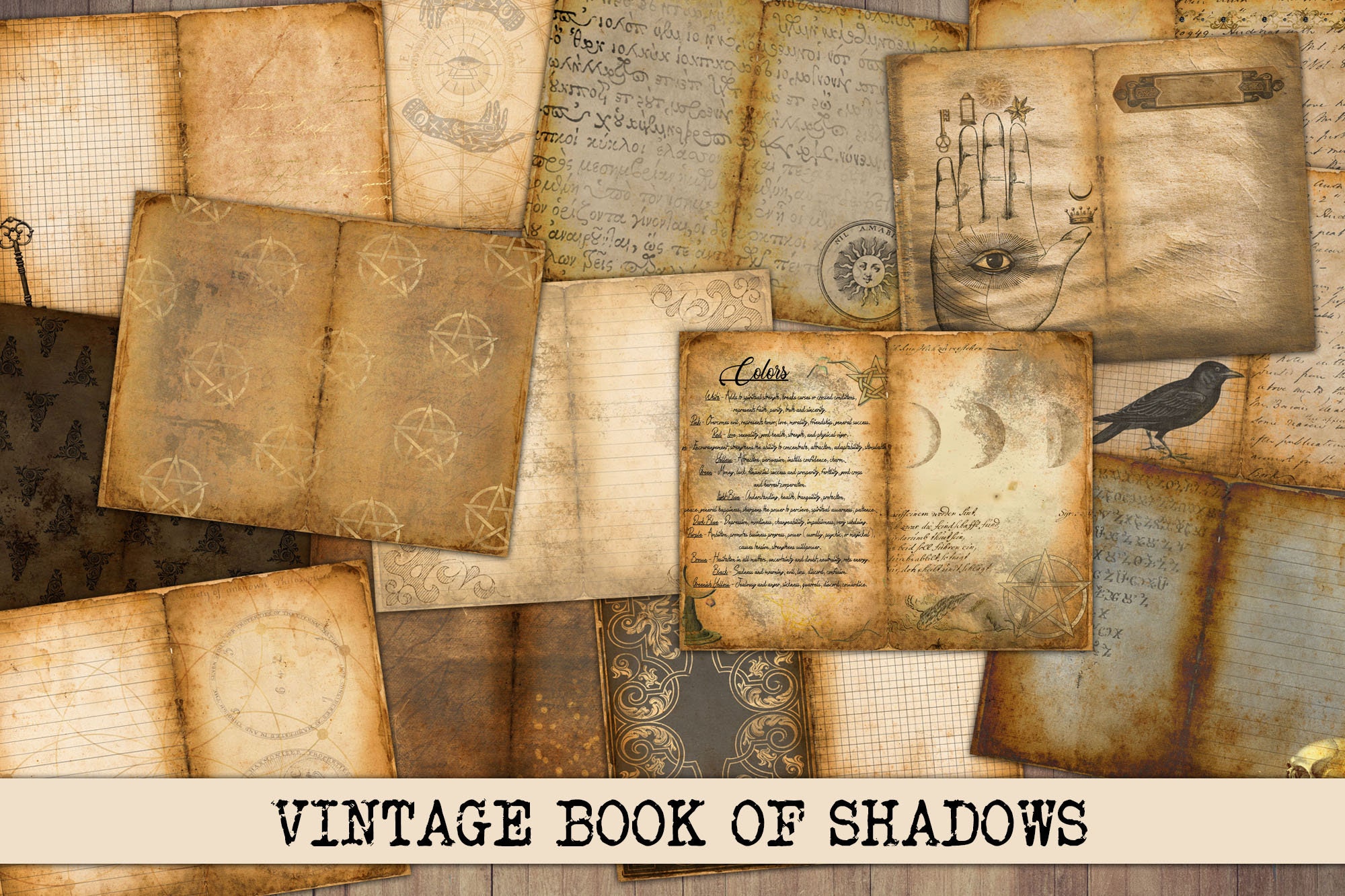 Digital Junk Journal Paper Vintage Book of Shadows Journal Etsy