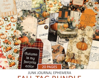 Vintage Fall Tags: Junk Journal Ephemera (Digital Download)