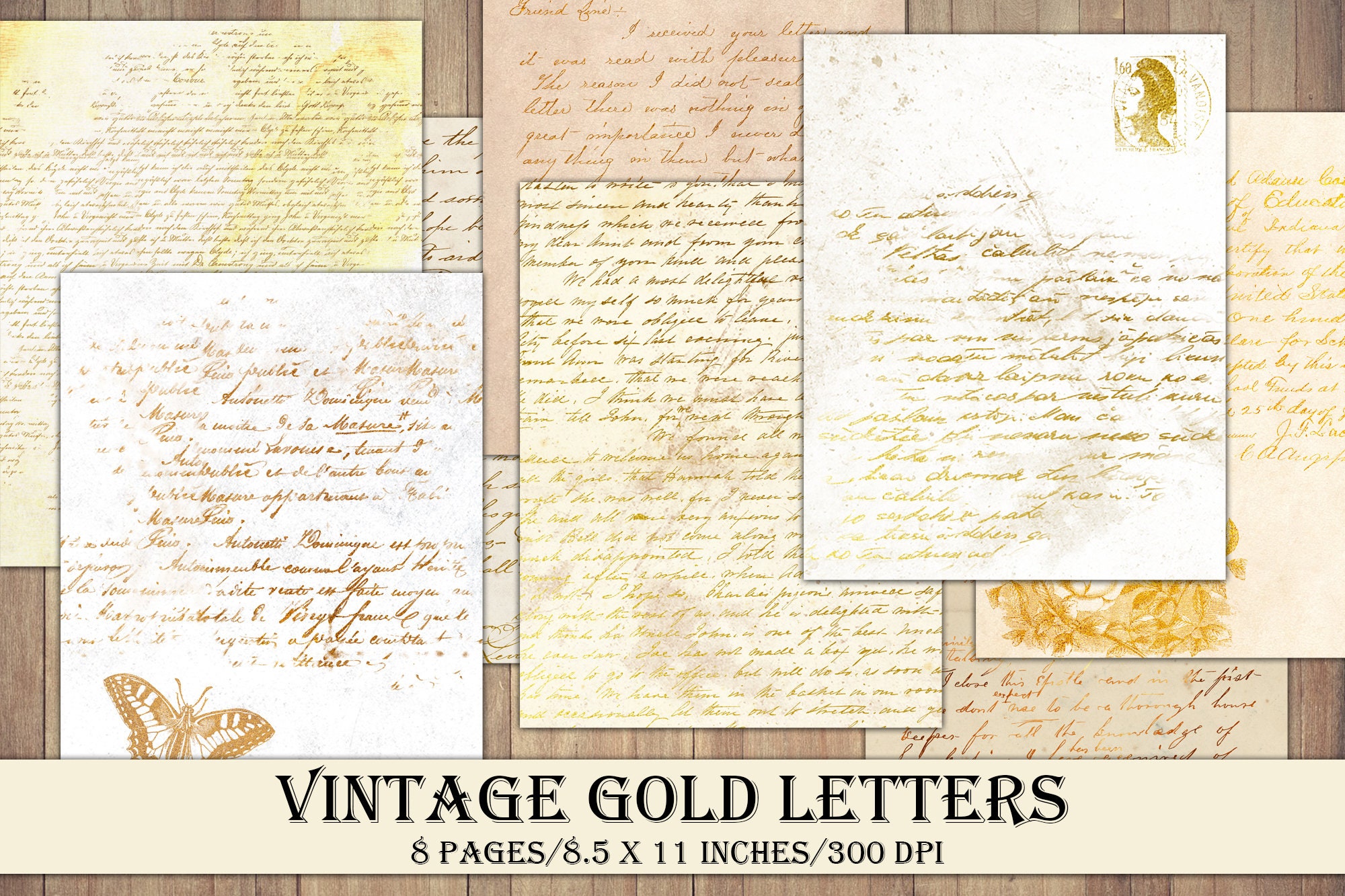 Material Paper - Antique English Letters Correspondence Junk Journal Paper