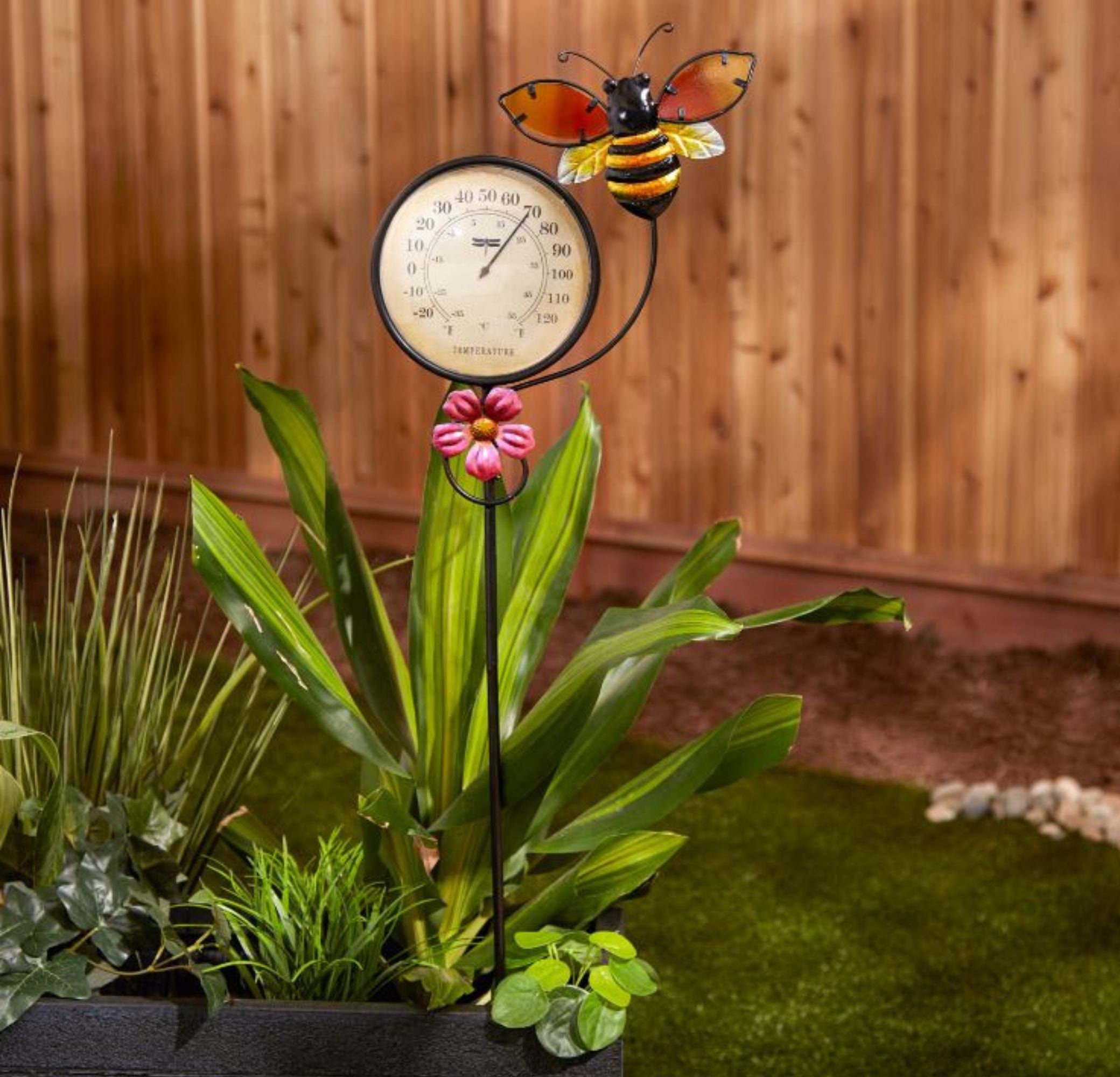 Metal Outdoor Thermometers Set of 2 Garden Butterfly and Dragonfly