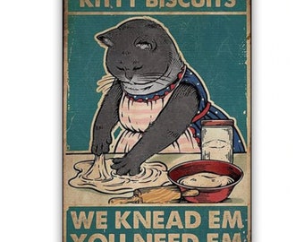 Retro Kittzy Biscuits We Knead Em You Need Em Png Sublimated PrintingINSTANT DOWNLOAD PNG PrintableDigital Print Design Cat Gift
