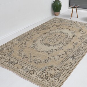 Neutral Area Rug -  Rug 6x9 - Turkish Rug - Oushak Rug - Wool Old Rug - Hand Knotted Rug - Antique Rug - Livingroom Rug - Primitive Rug