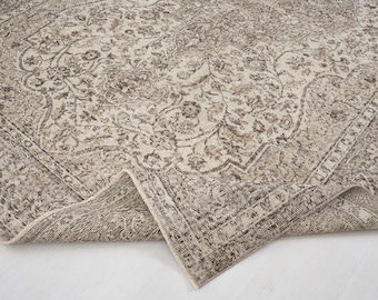 Persian Rug Mahal, Vintage Neutral Rug, 7x10 Rug, Beige Rug, Home Decor Rug, Antique Rug, Oushak Rug, Heriz Rug, Turkish Rug, Livingroom Rug