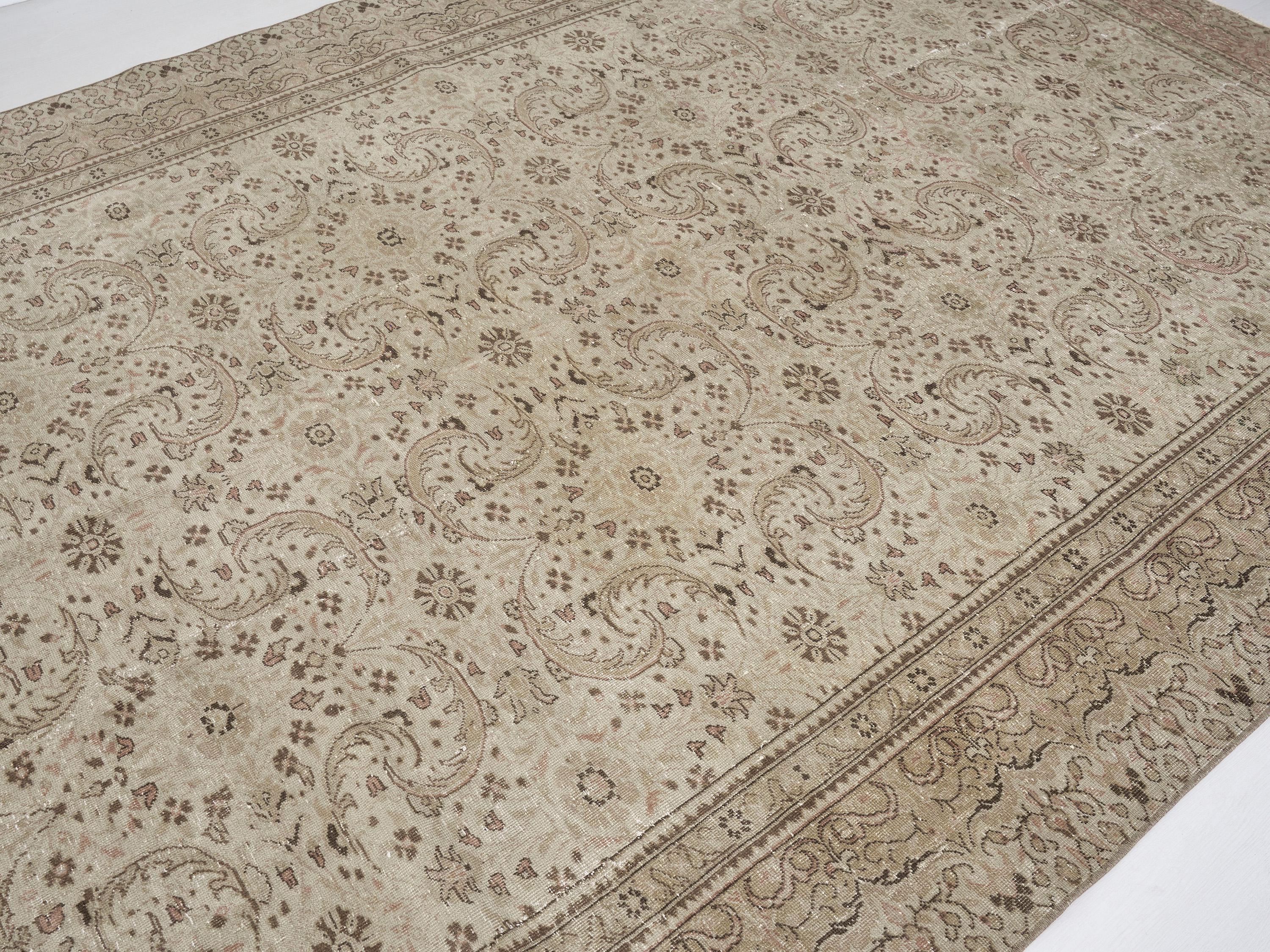 Persian Rug Antique, Distressed Rug, Area Rug, Malayer Rug, Mahal Rug, Heriz Rug, Beige Brown Green Rug, Decorative Rug,Turkish Rug, Rug 6x9