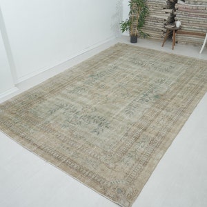 Neutral Oushak rug - Turkish rug 7x10 - rug - Vintage rug 7x10 - Beige rug 7x10 - Beige neutral rug - Beige turkish rug