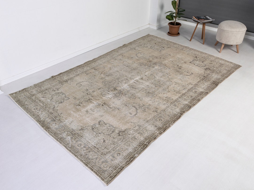 Antique Neutral Oushak Rug, Beige Brown Vintage Rug,the One-of-a-kind ...