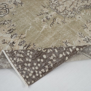Vintage Rug, Neutral Rug, Oushak Rug, Turkish Rug, Small Rug, Beige Rug, Brown Rug, Rustic Rug, Bohem Rug, Size 3.7x7.0 Feet 214x113 Cm Rug