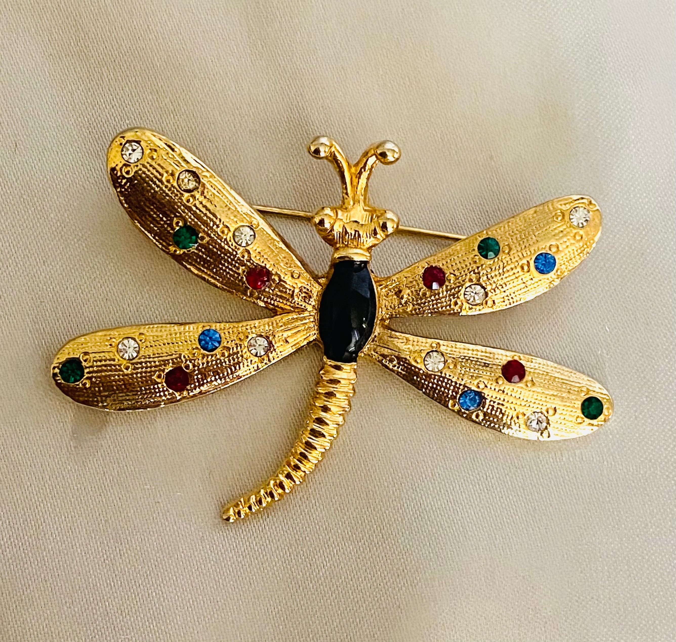 Vintage Gold DragonFly Brooch Etsy