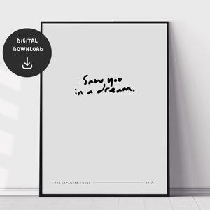 The Japanese House, Saw You In A Dream, Music Wall Print, Indie Minimal Music Poster, Printable Lyrics Print, Digital Download