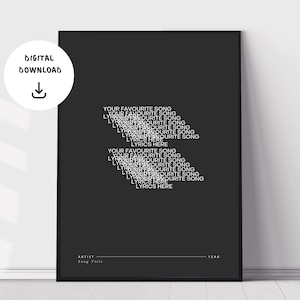 Personalised Song Lyrics Print, Minimal Typography Music Poster, Custom Lyrics Poster, Custom Wall Art, Favourite Song, Digital Download