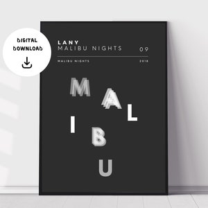 Lany, Malibu Nights, Music Wall Print, Minimal Music Poster, Indie Music Wall Art, Printable Lyrics Print, Digital Download