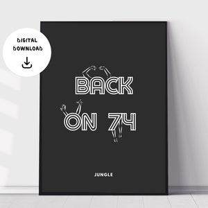 Jungle, Back On 74, Impresión de música de descarga digital, cartel de música minimalista, arte de pared de música soul pop, impresión de letras imprimibles