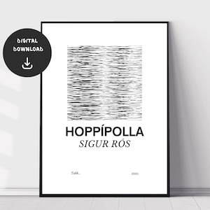 Sigur Rós, Hoppipolla, Impresión de música de descarga digital, Cartel de música minimalista, Arte de pared de música post rock, Impresión de letras imprimibles