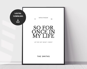 The Smiths, por favor, por favor, déjame conseguir lo que quiero, impresión de pared musical, cartel de música minimalista, arte de pared de música indie rock, descarga digital