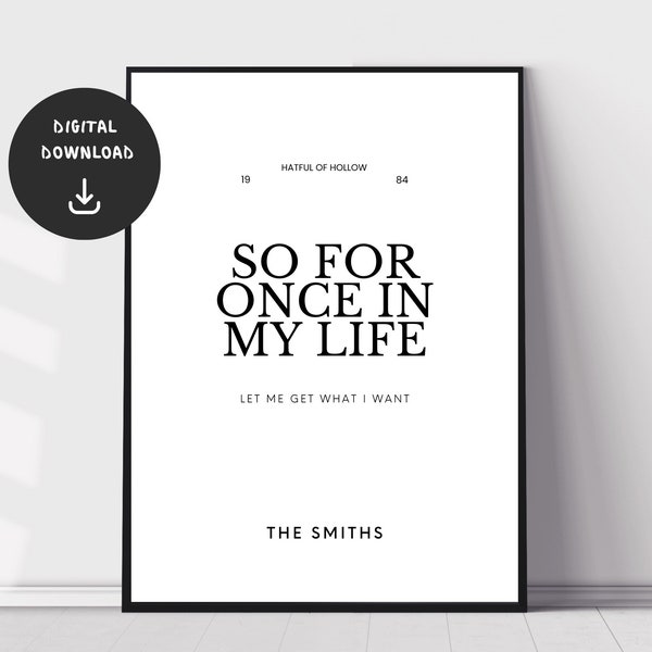 The Smiths, Please Please Please Let Me Get What I Want, Music Wall Print, Minimal Music Poster, Indie Rock Music Wall Art, Digital Download