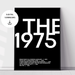 The 1975, Arte de discografía, Impresión de música de descarga digital, Impresión de pared de música, Cartel de música minimalista independiente, Impresión de música imprimible