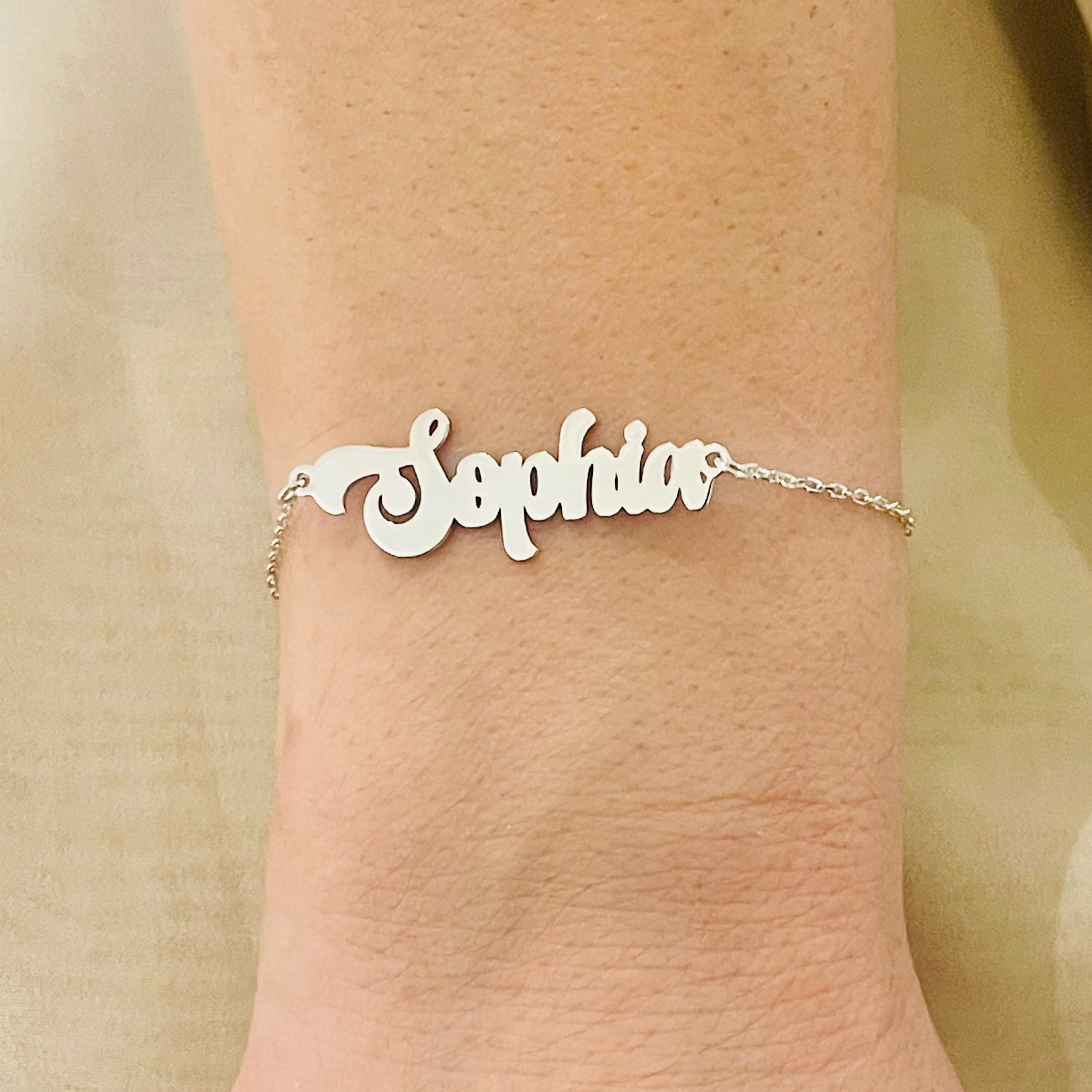 Personalised 925 Sterling Silver Name Bracelet With Dainty Font.