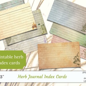 Fiches imprimables, cartes herbes pour cahier journal, ensemble 8 cartes organisation, cartes jardinier jardinière, impression fiches herbes