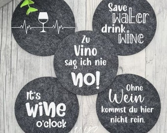 Felt coasters round | Wine sayings | Gift idea for wine lovers | Christmas gift