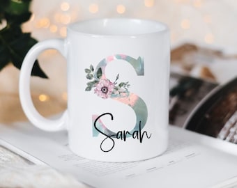 Monogram Tasse mit Namen⎜Personalisierter Kaffeebecher⎜Geschenk für Freundin⎜Watercolor Buchstabe⎜Persönliche Geschenke