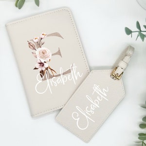 Passport cover personalized ⎢Letter and name⎢Gift holiday⎢Case and luggage tag⎢World trip