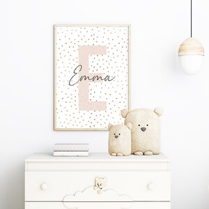Cartel de nacimiento con inicial y nombre ⎢Descarga digital ⎢Deco habitación infantil