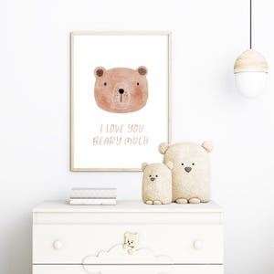 Te quiero mucho Beary ⎢Descarga digital ⎢Cartel infantil⎢Cartel de nacimiento