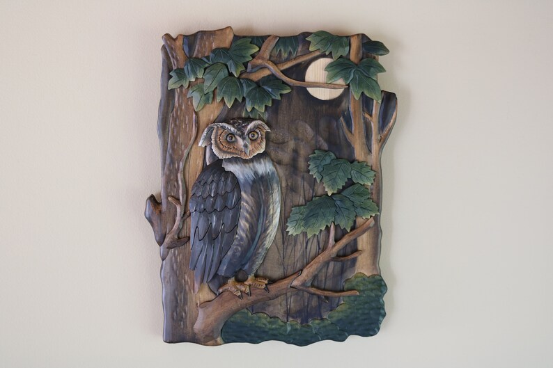 Owl on a Tree Wood Wall Art Owl on a Tree Wood Art Owl on a Etsy