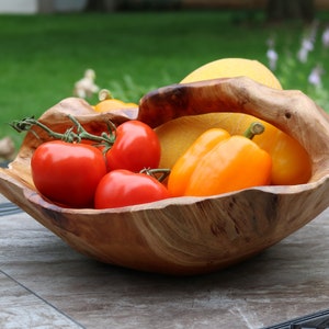 Large Wooden Handmade Bowl With Handle, Large Handmade Bowl With Handle, Large Handmade Wooden Basket, Large Handmade Basket