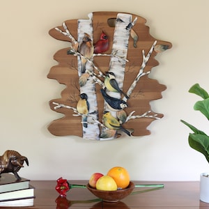 Birds in a Tree Intarsia Wood Wall Art, Birds in a Tree Intarsia Wood Art, Birds in a Tree Wall Hanging Art, Birds in a Tree Wood Art