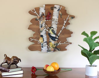 Birds in a Tree Intarsia Wood Wall Art, Birds in a Tree Intarsia Wood Art, Birds in a Tree Wall Hanging Art, Birds in a Tree Wood Art