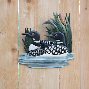 Two Loons Intarsia Wood Wall Art, Two Loons Intarsia Wood Art, Two Loons Wall Hanging Art, Two Loons Wood Art, Loon Art