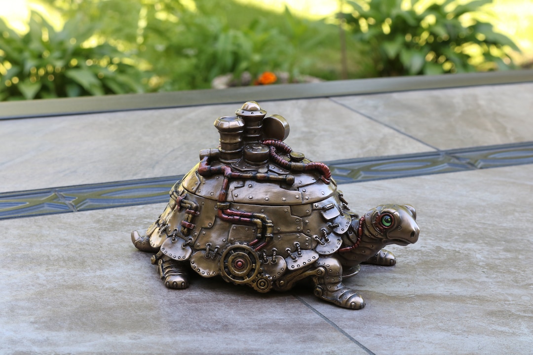 Handmade Steampunk Turtle, Steampunk Turtle, Turtle Trinket Box, Turtle ...