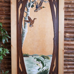 Bass Pine Door, Handmade Bass Pine Door, Handcrafted Pine Door, Bass Solid Wood Door, Rustic Cabin Door, Unique Cabin Door, Bass Door