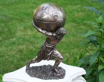 Atlas Carrying The World, Atlas Trinket Box, Greek Mythology Statue, Greek Mythology Decor, Atlas Office Decor, Atlas Storage Box