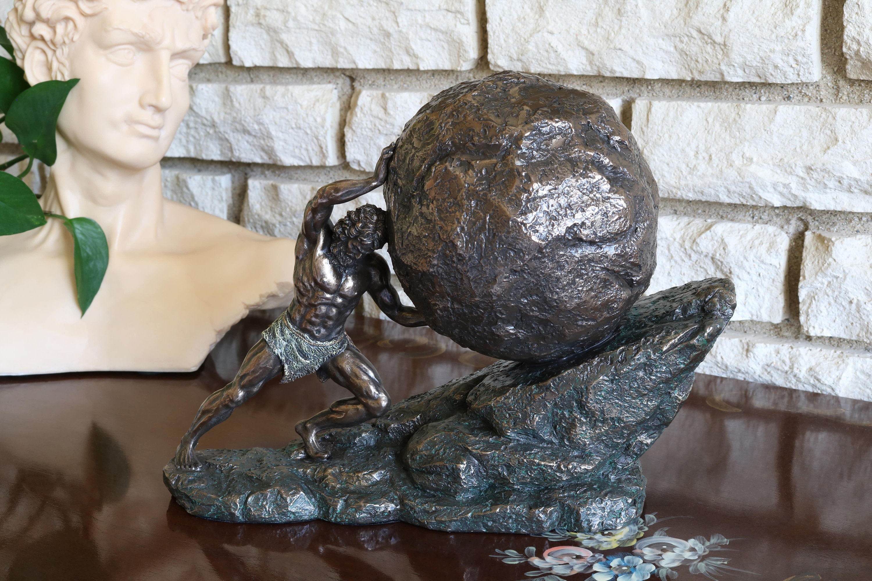 Sisyphus And The Eternal Boulder, Bronze Sisyphus Statue
