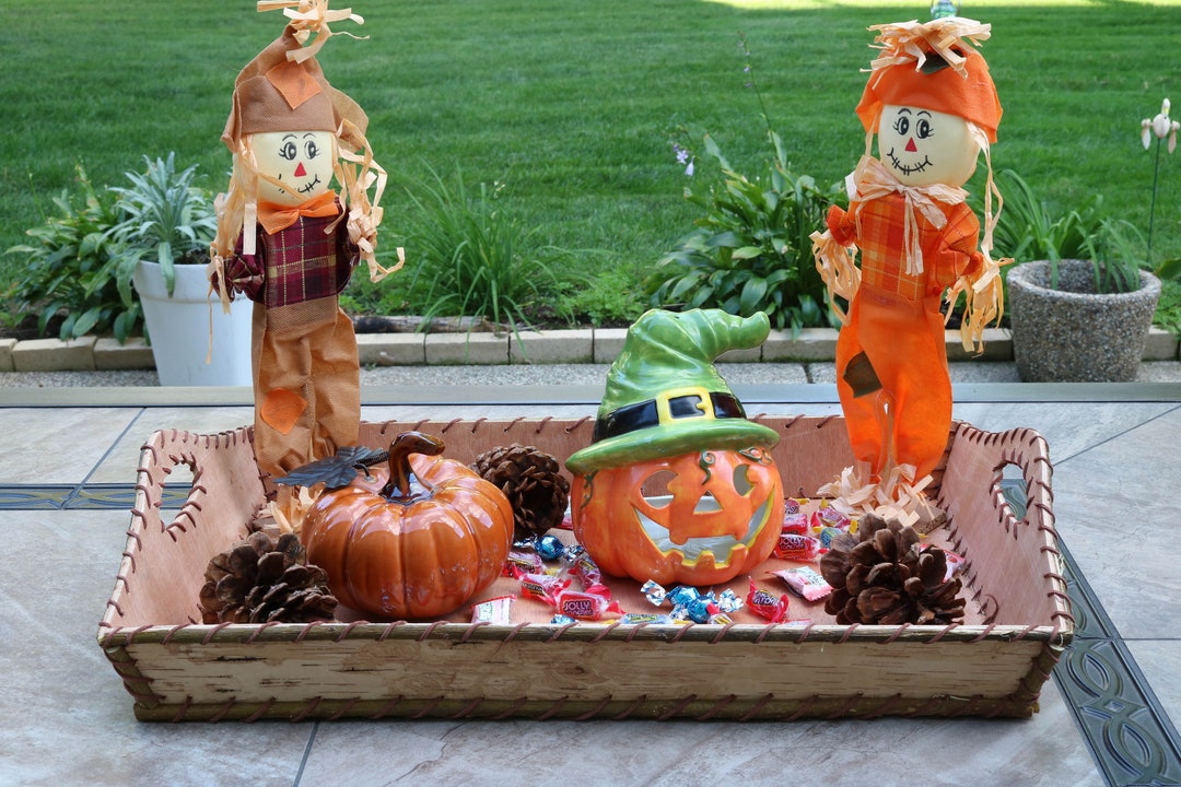Handmade Wooden Birch Bark Tray, Handcrafted Birch Bark Tray