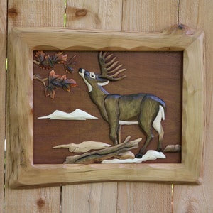 Deer Eating Leaves Intarsia Wood Wall Art Deer Eating Leaves - Etsy