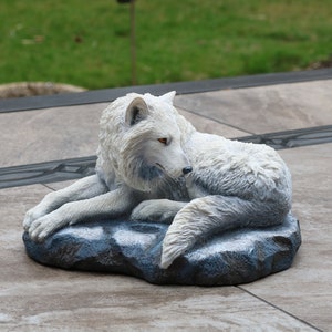 Handmade Wolf, Guardian Of The North Lisa Parker, Lisa Parker Statue, White Wolf Home Decor, White Wolf Statue, White Wolf Office Decor
